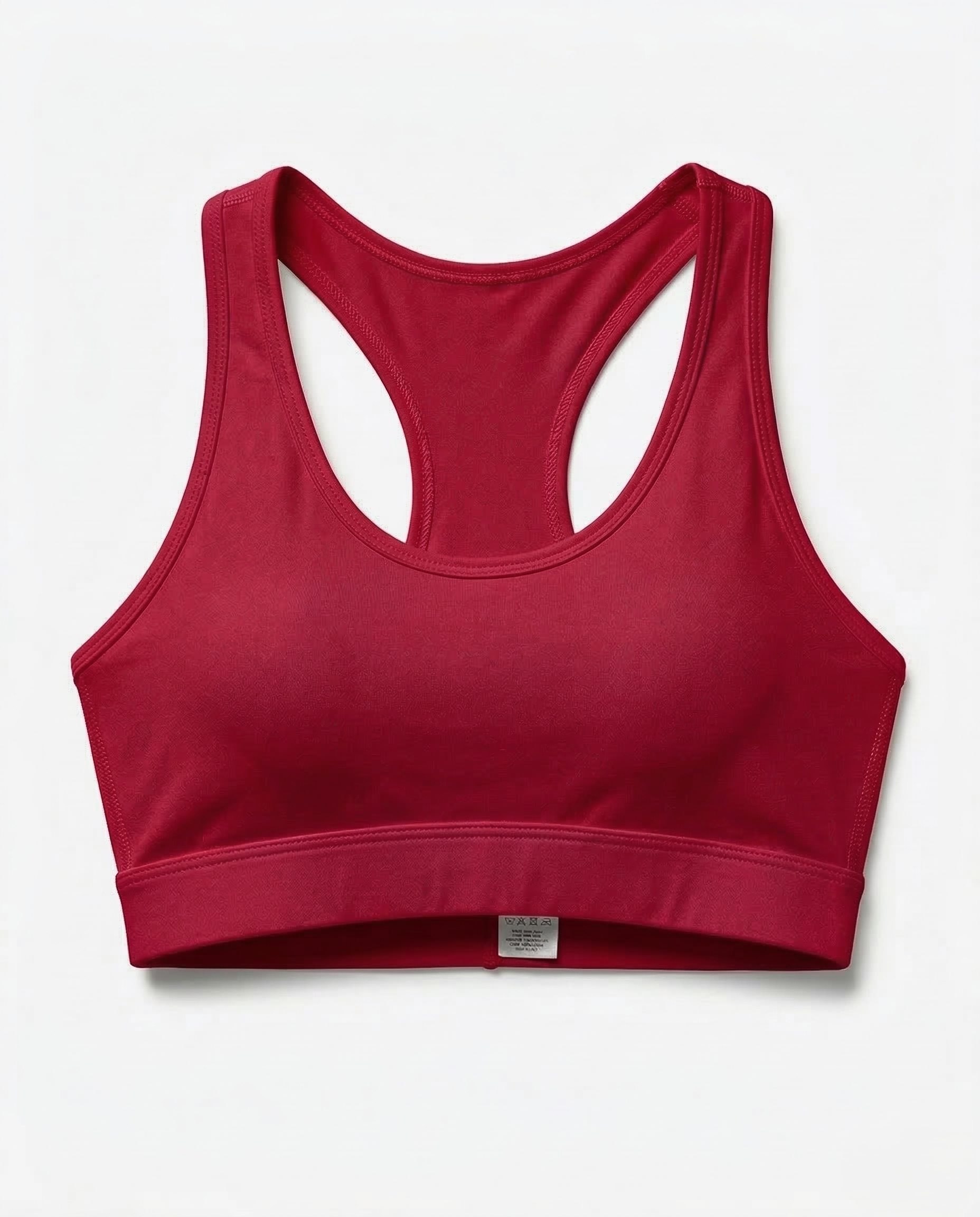 Active Comfort Sports Bra in sleek racerback design with soft, breathable fabric and discreet back pocket for support during workouts