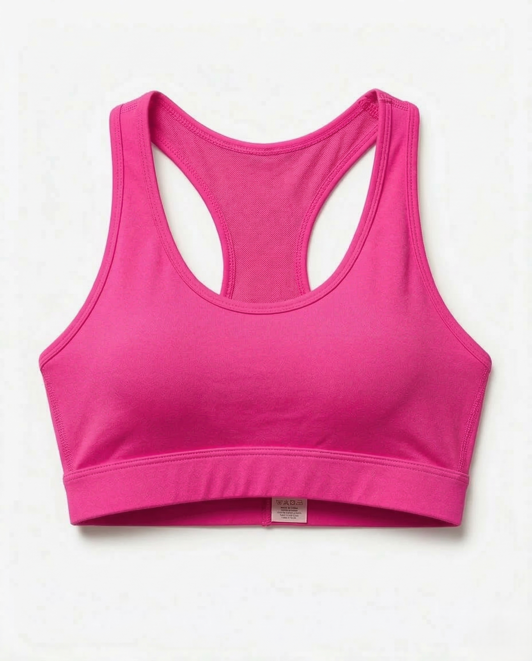 Woman wearing Active Comfort Sports Bra with racerback design and discreet back pocket during fitness activity