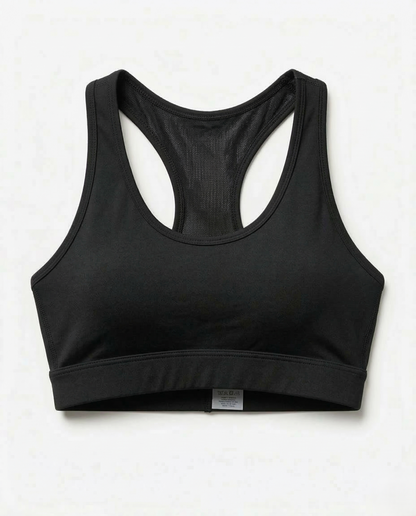 Woman wearing Active Comfort Sports Bra with racerback design during workout