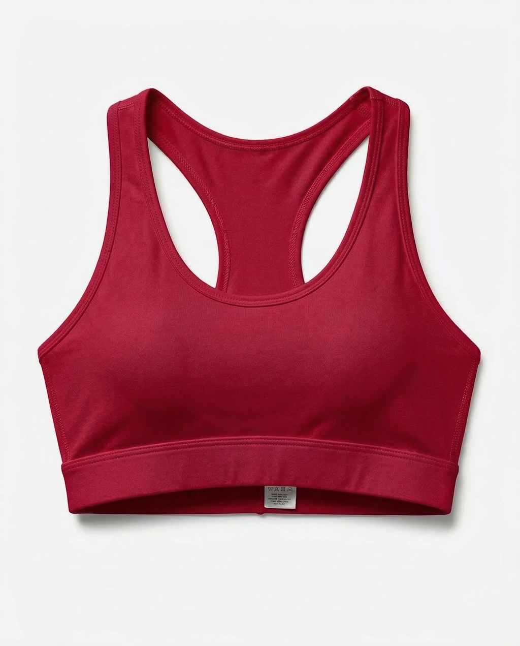 Active Comfort Sports Bra in sleek racerback design with soft, breathable fabric and discreet back pocket for support during workouts