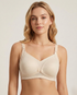 Breathable cotton maternity bra with seamless design, front-closure, and supportive U-back for gentle lift and comfort