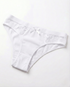 Close-up of low-rise cotton sexy panties with lace trim and mini bow, made from soft stretch cotton blend for natural comfort and flattering fit