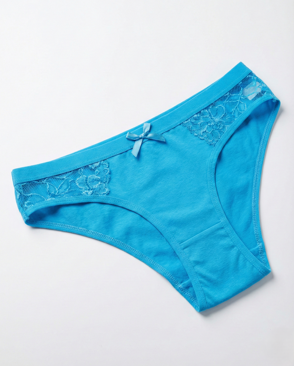 Low-rise cotton sexy panties with lace trim and a mini bow, high-cut leg silhouette for comfort and confidence