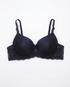 D–E Cup Lace Underwire Bra in black with lace detail and adjustable straps for full-figure support and sculpted curves