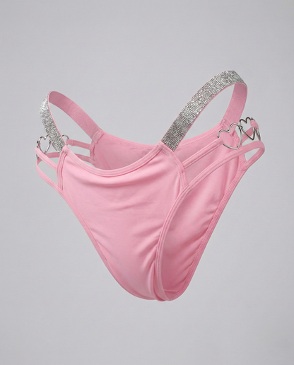Heart-shaped plus size thong with embroidered waist, mid-rise fit, and breathable stretch fabric for comfort and seduction