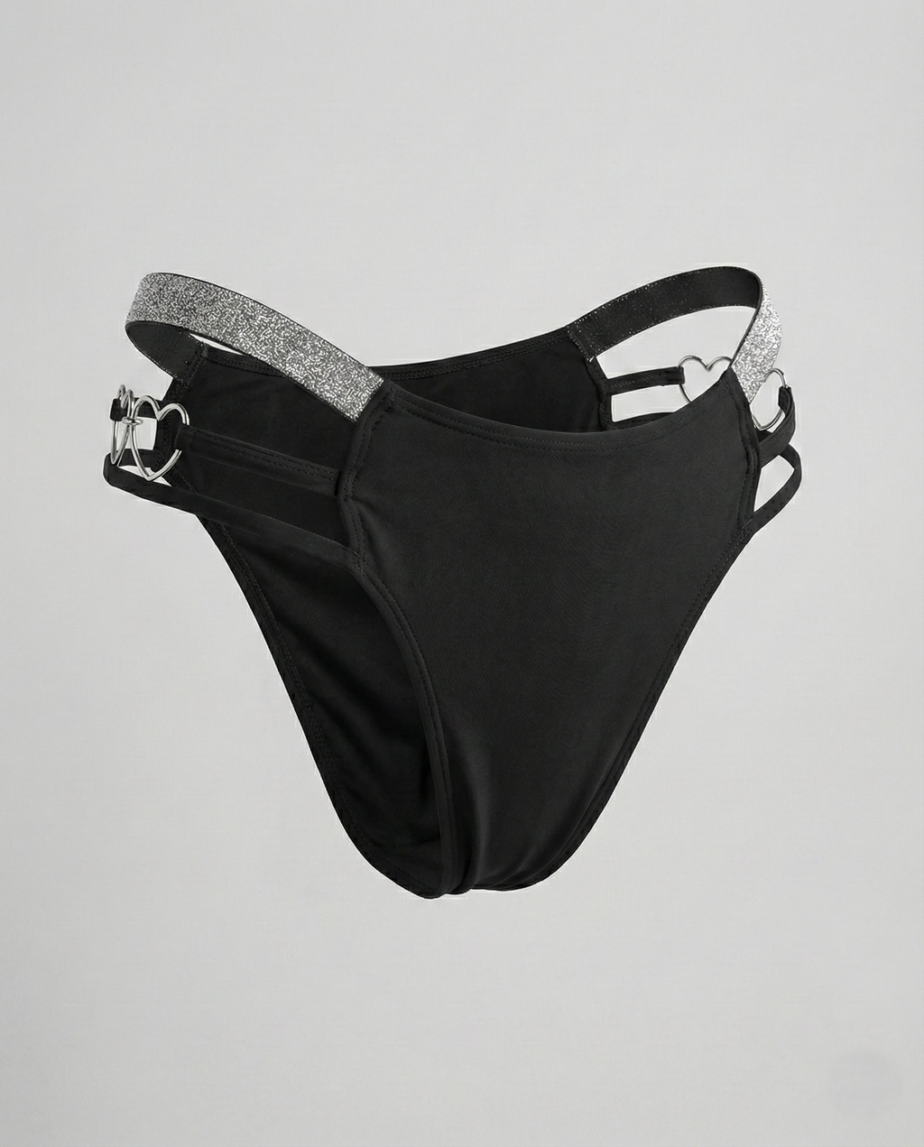 Heart-shaped plus size thong with embroidered waist detail and stretch fabric designed for comfort and seduction