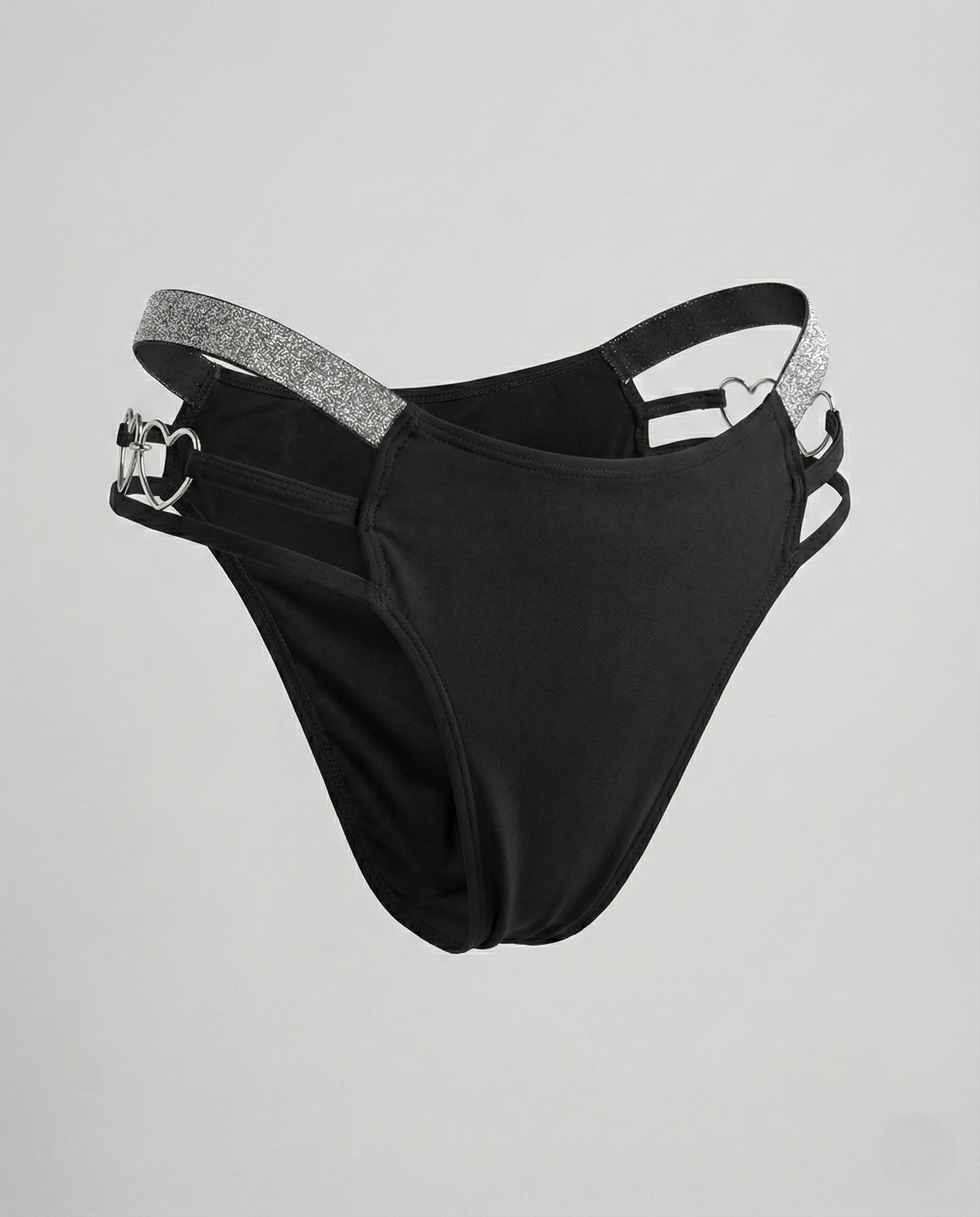 Heart-shaped plus size thong with embroidered waist detail and stretch fabric designed for comfort and seduction