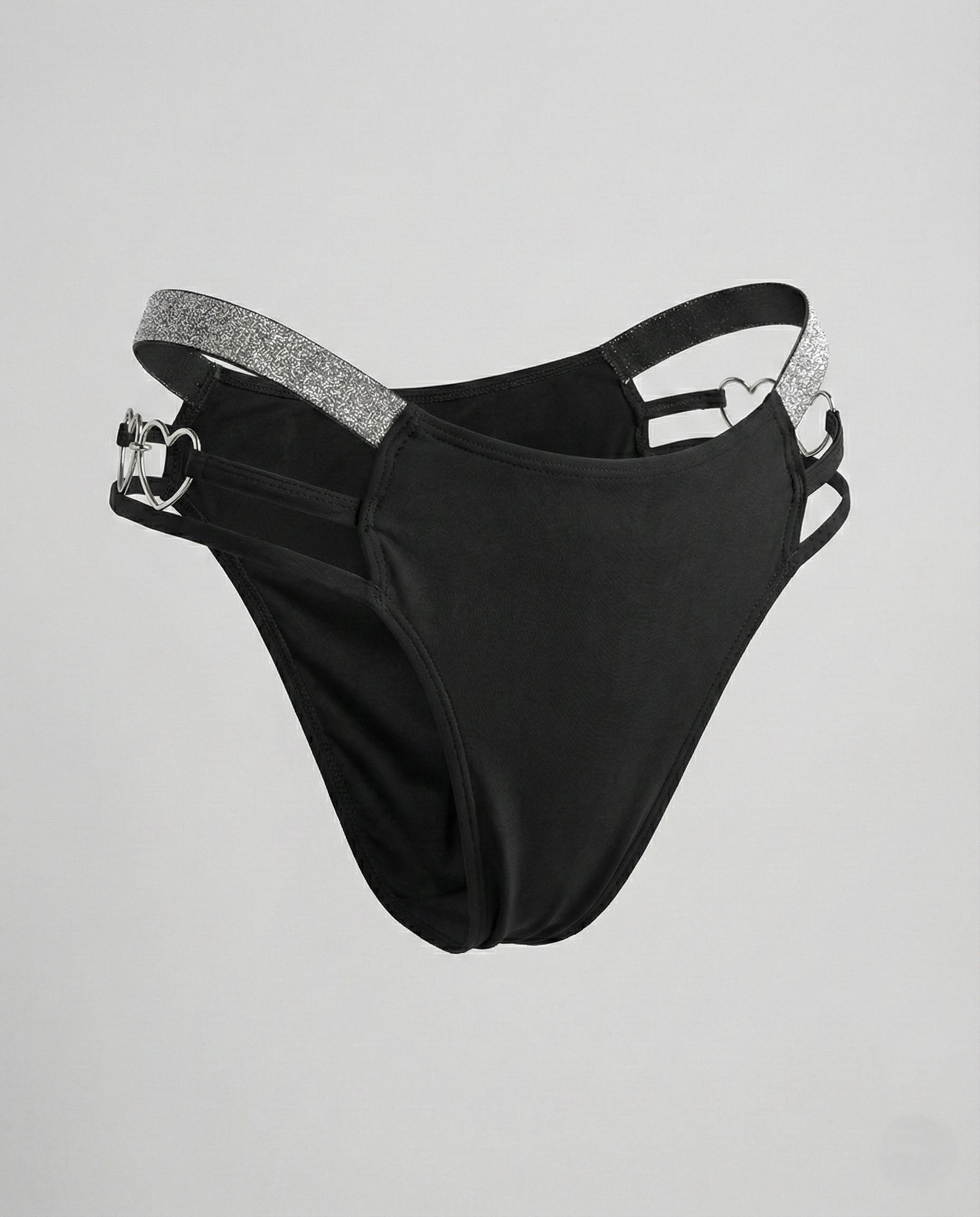 Heart-shaped plus size thong with embroidered waist detail and stretch fabric designed for comfort and seduction