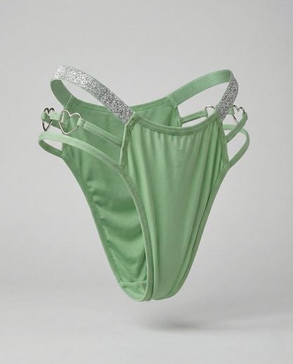 Heart-shaped plus size thong with romantic embroidery showcasing playful seduction and comfortable fit