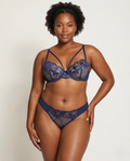 Lace push-up bra set with delicate lace, soft cotton-lined cups, and matching panty for enhanced curves and comfortable lift