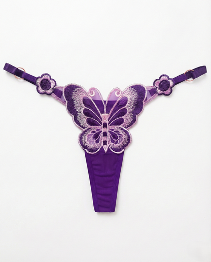 Lace Sheer Thong low-rise sheer lingerie with embroidered pearl accents and minimal coverage