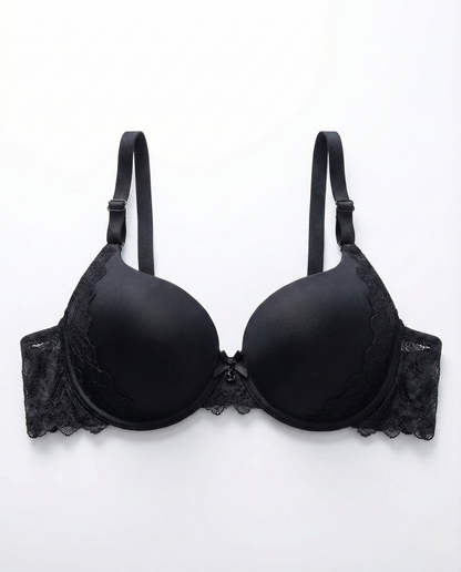 Luxe Lace Bow Bra wire-free 3/4 cup lace bra with bow detail and adjustable straps for elegant, comfortable support