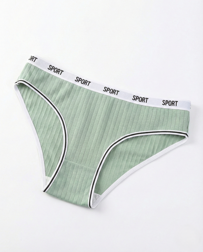 Mid-waist cotton panties in soft breathable fabric with seamless design and flat elastic waistband for daily comfort