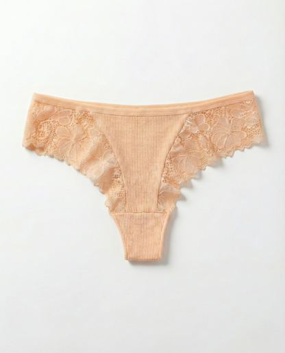 Romantic Lace Thong in delicate lace with breathable, lightweight fabric and flattering mid-rise fit for women