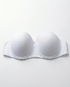 Black strapless push-up bra with seamless design and underwire support for bold lift and enhanced cleavage