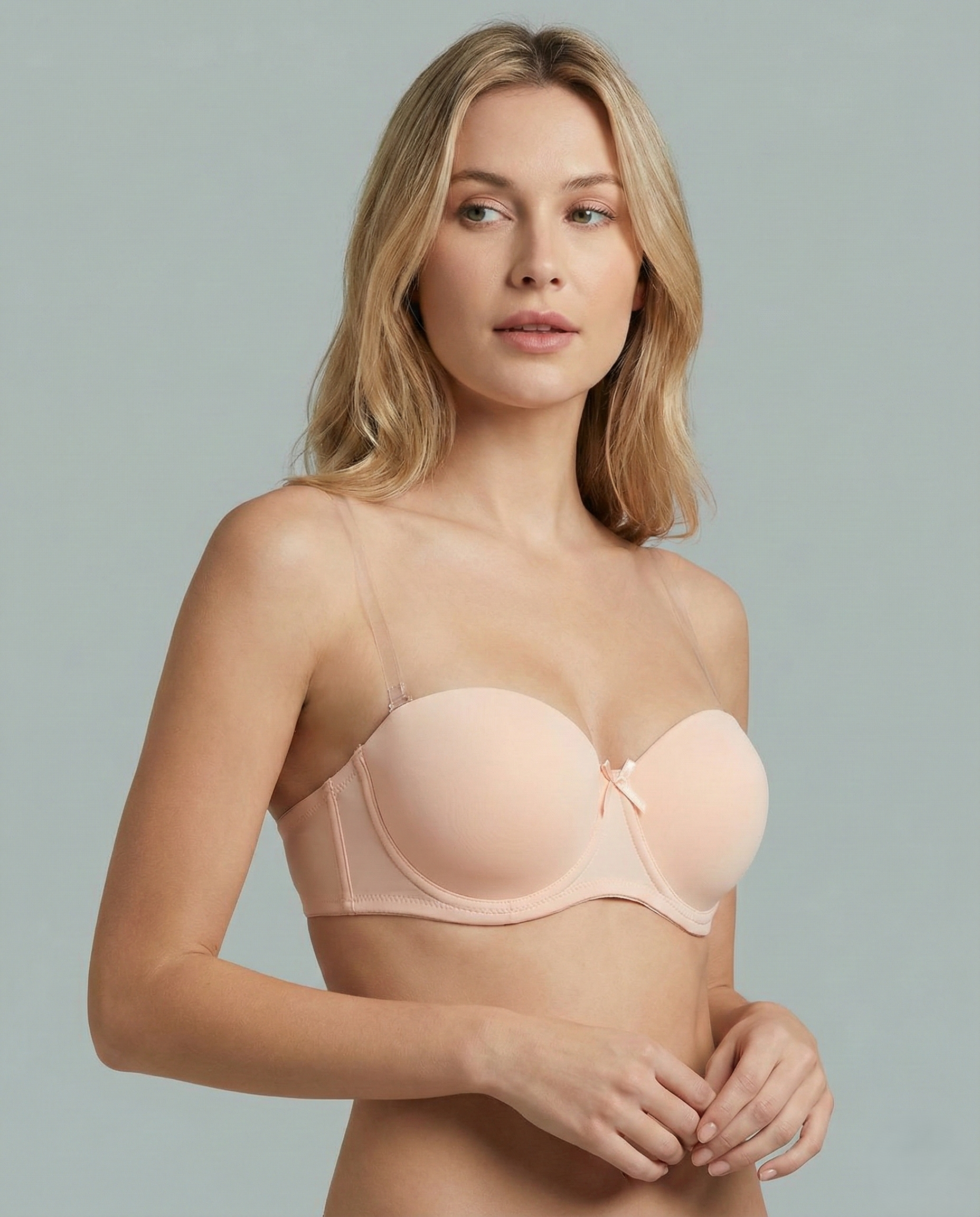 Strapless push-up bra with bold lift and seamless design for enhanced cleavage and bare shoulder looks