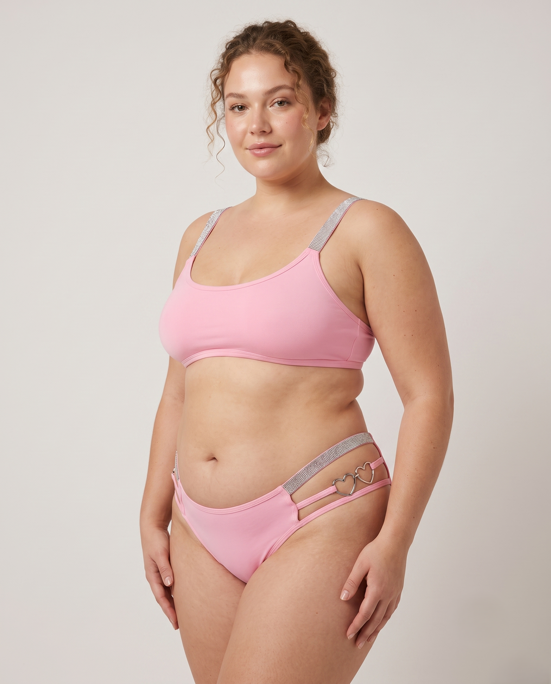 Heart-shaped plus size thong with mid-rise fit and romantic embroidery for comfortable everyday wear
